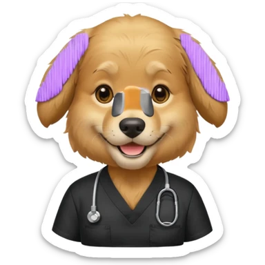 golden retriever wearing. black scubs sticker