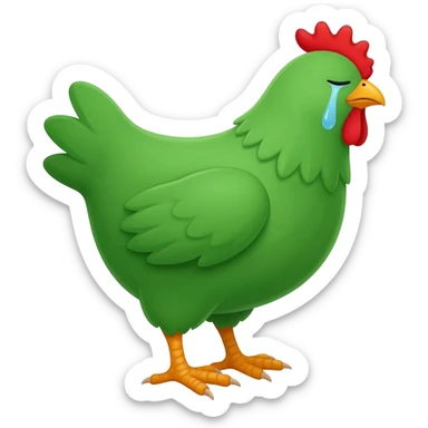 green chicken crying sticker
