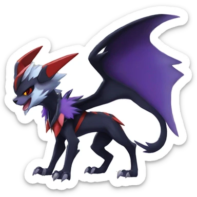 Cool Anthro Dark Absol-Noivern-Quilava-Litten-Pokémon with edgy stripes hoodie spiked collar punk Full Body sticker