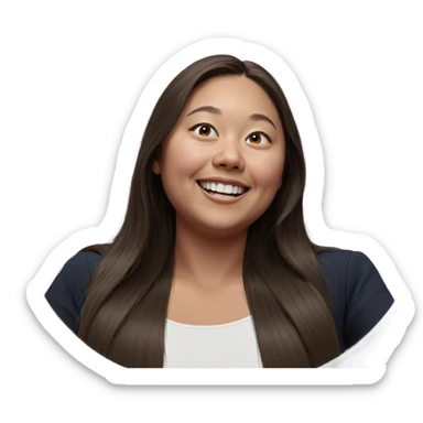 smiling woman with long hair sticker