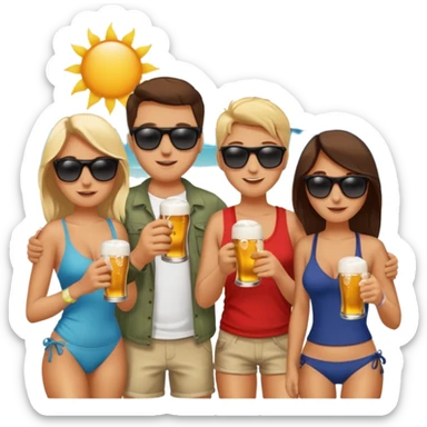 Beach, beer, friends sticker