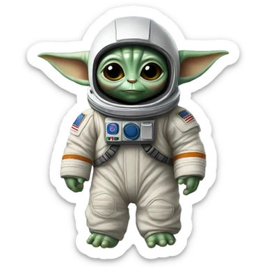 baby yoda is astronaut sticker