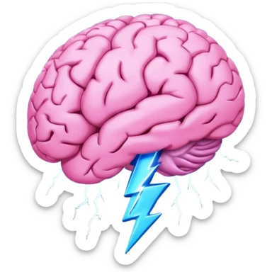 pink brain with a single lighting bolt sticker