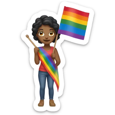 Latina Holding Gay pride flag sticker