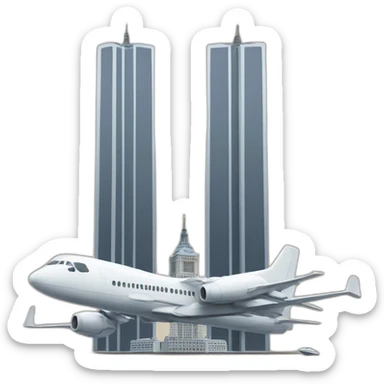 twin towers with a plane sticker