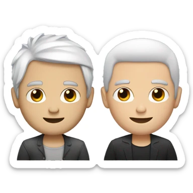 two white guys with black hair with laptops sticker