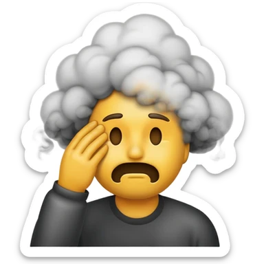 Face palm emoji with smoke around it sticker