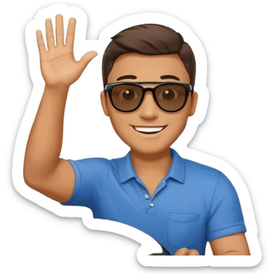 Hyundai ionic driving man waving behind sticker