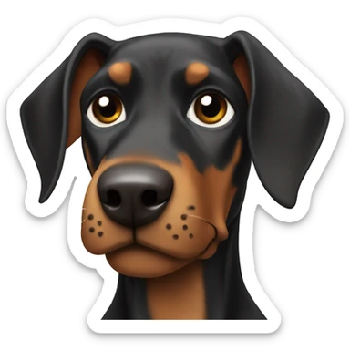 Doberman with a punk bow on the goals sticker