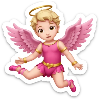 Full body Cupid in pink with no bow in hair flying sticker