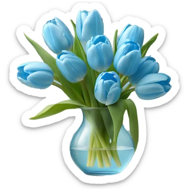 Light blue tulips in glass vase  sticker