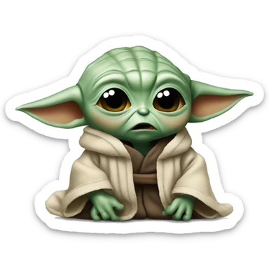 Baby Yoda in a terrible anger cries sticker