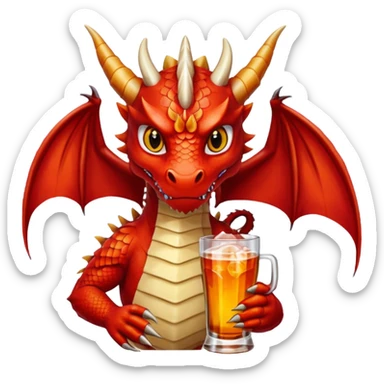 red dragon holding a drink sticker