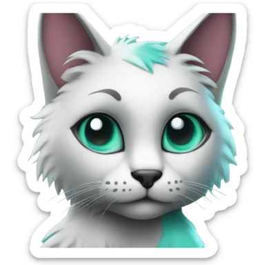 anthromorphic black cat furry with a teal mohawk sticker