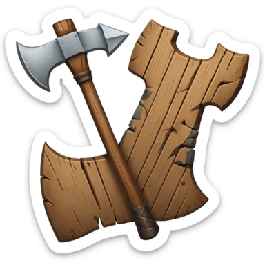 Deux éléments qui fusionnent : deux icônes (ex. bois + pierre) avec une flèche ou un “+” vers un 3ᵉ élément (ex. hache) → l’idée de merge sans limite. sticker