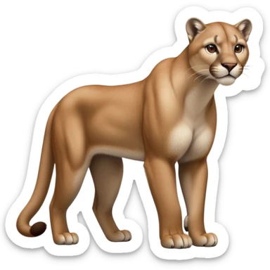 cinematic-[mountain lion]-realistic-full-body-standing-emoji,-muscular-frame-poised-with-grace,-tail-curved-slightly,-head-tilted-dramatically,-sleek-[tan]-fur-(or-majestic-mane-for-lions),-simplified-yet-realistic-focused-features,-highly-detailed,-glowing-with-an-almost-sarcastic-glow sticker