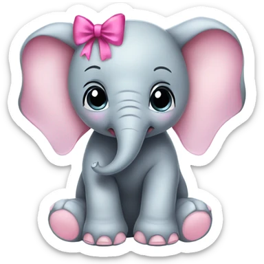 Baby elephant with pink bow sticker