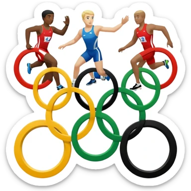 paralympic games with disable athletes with the right colors of olympic rings sticker