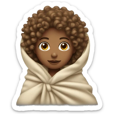 Curly haired girl in a blanket  sticker