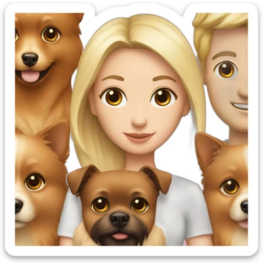 Blonde Husband and wife with brown pomeranian sticker
