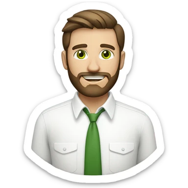 handsome optimist oval head brunette man and beard green eyes wearing white button down shirt  sticker
