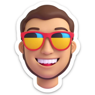 cool guy meme with sunglasses, big grin, playful and modern 3D emoji style sticker