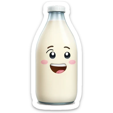 smiley drinking milk bottle with yummy expression sticker