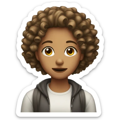 teenage girl with curly hair scary sticker