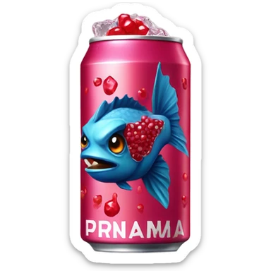 Pomegranate Piranha on an Energy Drink  sticker