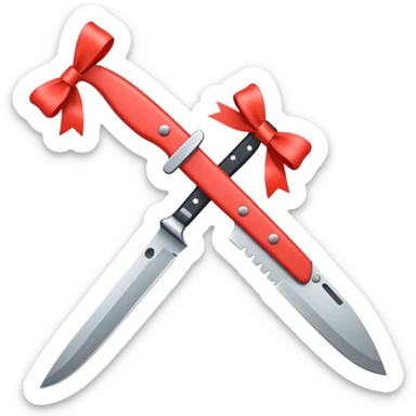 knife with little bows around it sticker