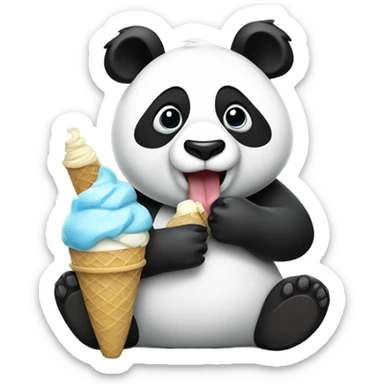 Panda eating ice cream sticker