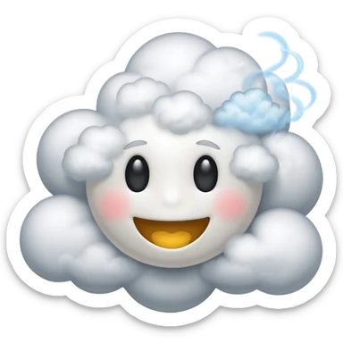 Cloud with smiley face and smoke aura sticker