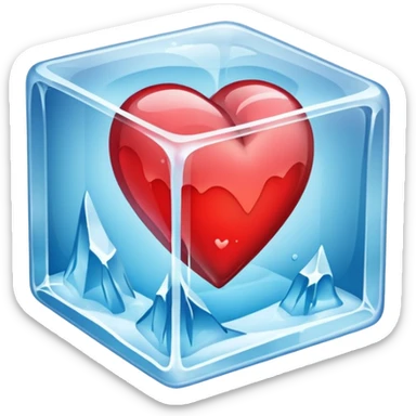 a heart in a frozen cube sticker