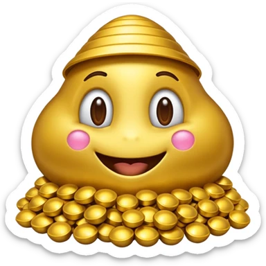emoji fusionnant un caca souriant et une pile de pièces d'argent sticker