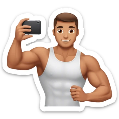 muscular male taking selfie sticker