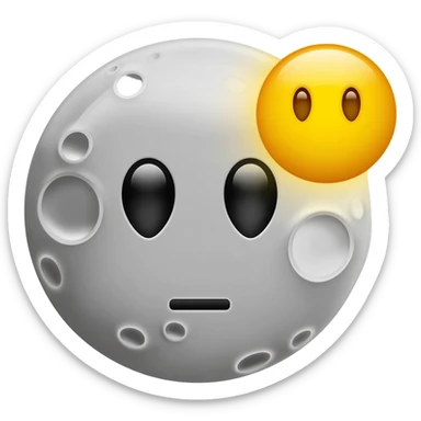 Grey moon and yellow sun with faces sticker