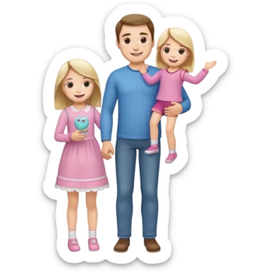 father and daughter playing doll full body sticker
