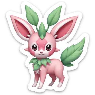 Rosy floral romantic cute kawaii Ivy-Scizor-Sylveon-Celebi-Leafeon-Pokémon-Digimon-Fakémon-hybrid-fusion-creature sticker