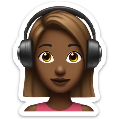 Brown skin girl with podcast mic and headphones sticker