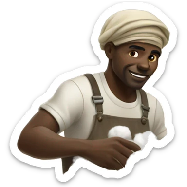 African man harvesting cotton sticker