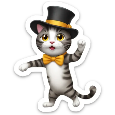 Cat with hat dancing tango sticker