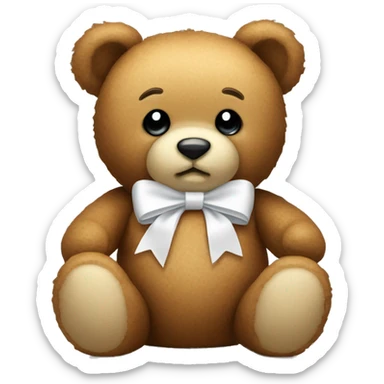 teddy bear with a White bow  sticker