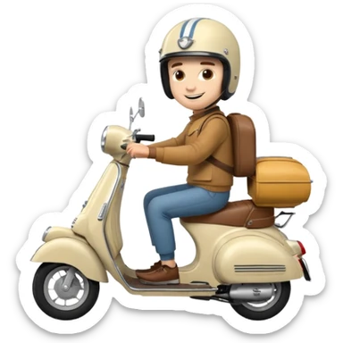 A classic vespa rider with my brothers face. sticker