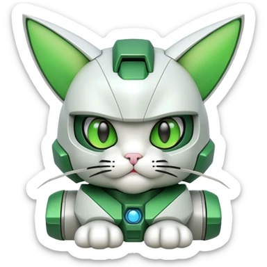 Green gundam love cats sticker