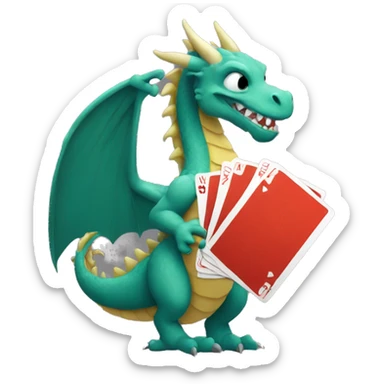 Dragon holding a hand of cards sticker