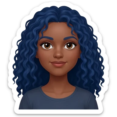 Yellow skin woman with long curly blue hair sticker