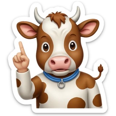 Une vache qui lève l’index sticker