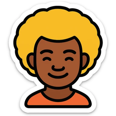 Fijian person with buiniga hairstyle, brown skin sticker