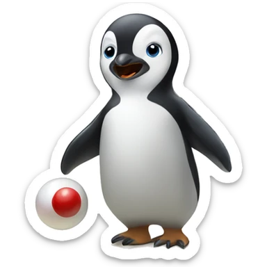 Baby penguin playing bowling sticker