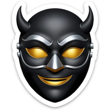 Minimal emoji, gothic mask forged from matte black leather, emotionless expression, smooth heavy surface, subtle metallic texture, deep shadows, no glow, no neon, flat emoji style, centered sticker